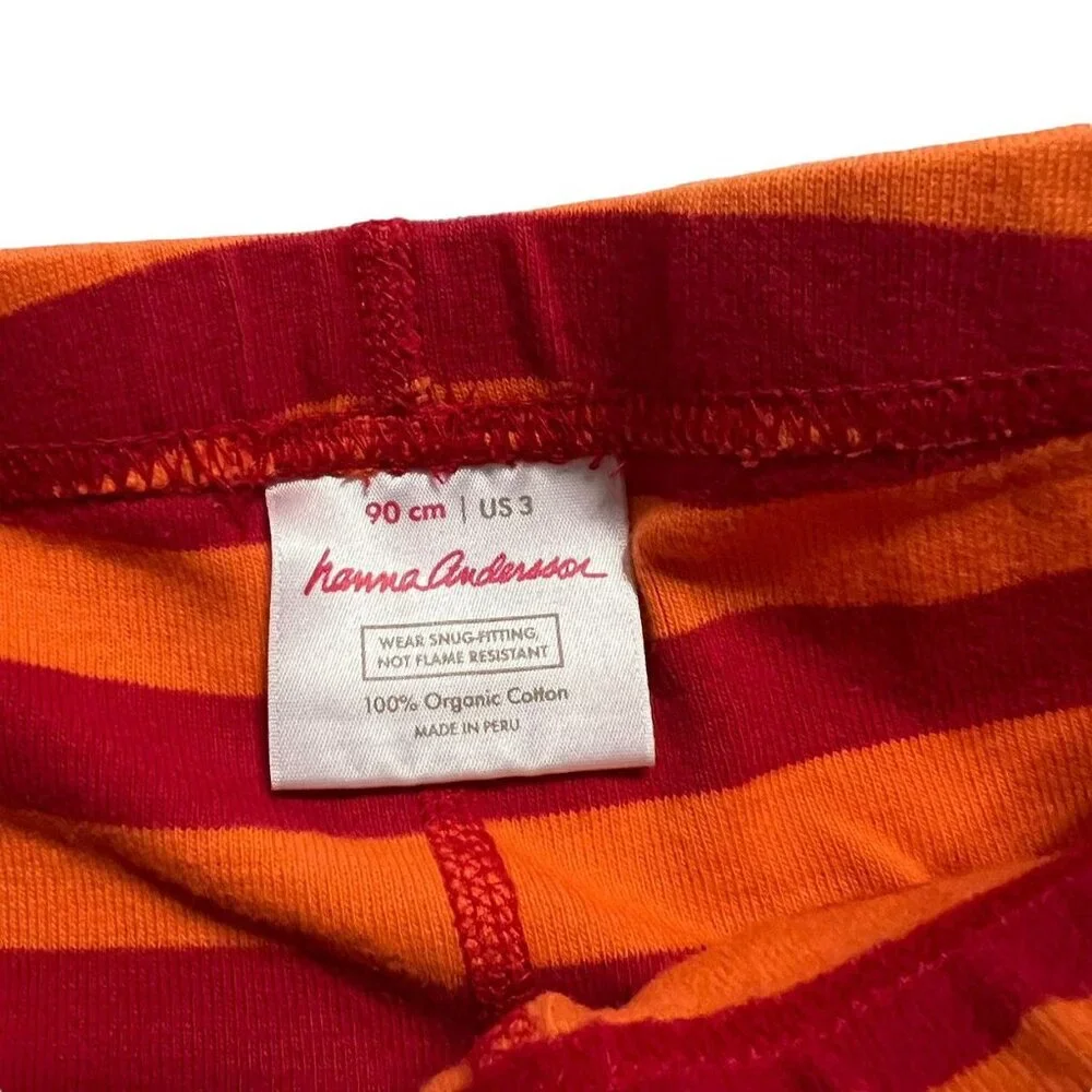 Hanna Andersson Sz 90 (3Y) Red & Orange Striped Short Pajamas